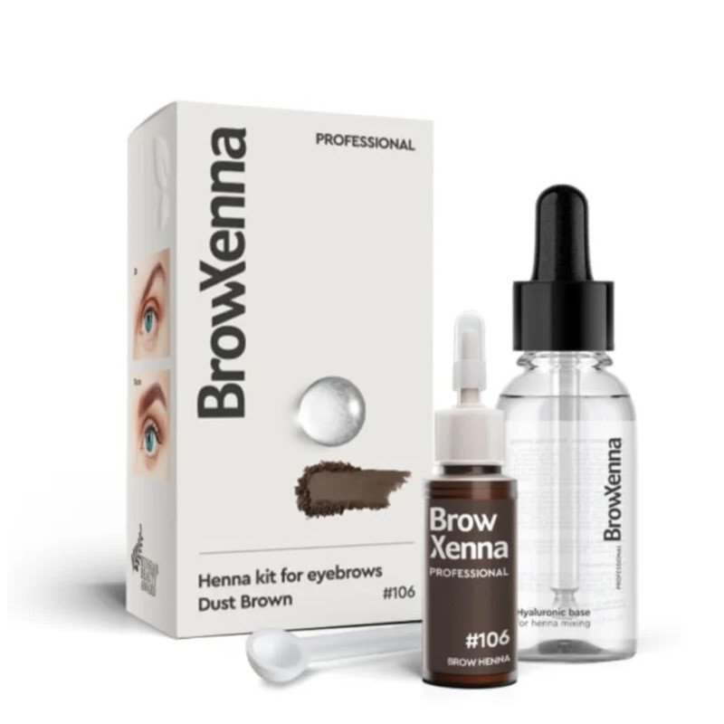 BrowXenna 106 Dust Brown Henna Pudrowa + Baza